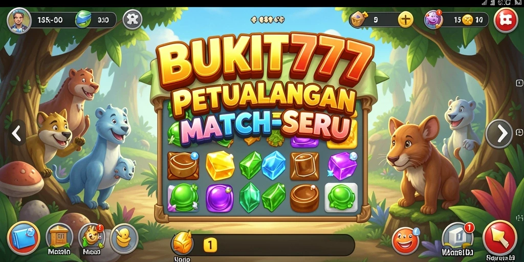 Tampilan gameplay seru di BUKIT777 dengan elemen Match-3 yang menarik.