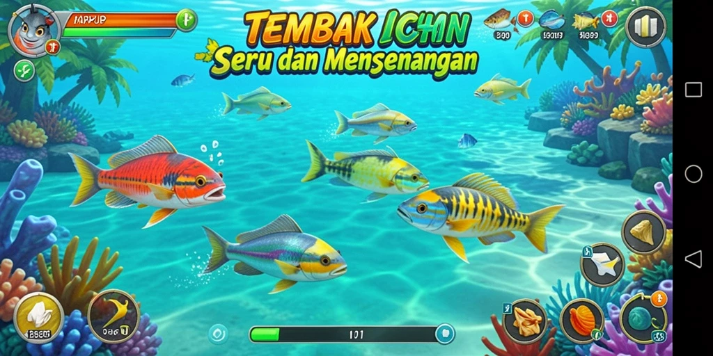 Gameplay seru Tembak Ikan di HARAPJP dengan beragam ikan menarik.