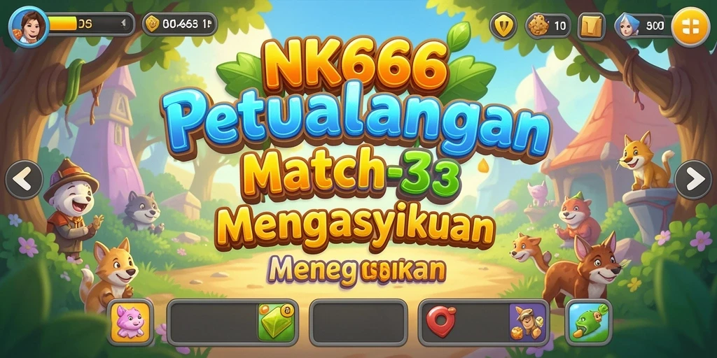 Tangkapan layar gameplay NK666 yang menampilkan aksi Match-3 yang seru.