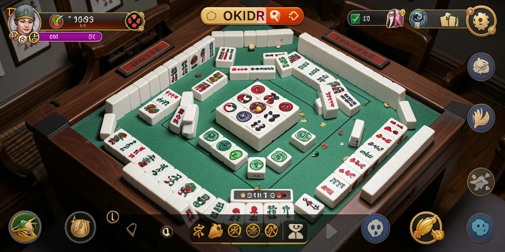 Screenshot gameplay OKIDR yang menampilkan level Mahjong yang menarik.