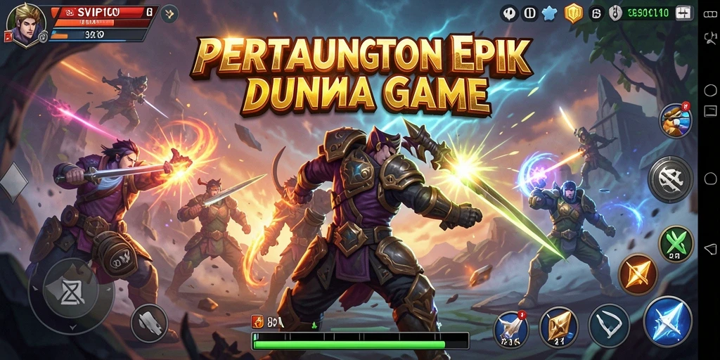 Tampilan gameplay yang menegangkan dan karakter beragam dalam pertarungan.
